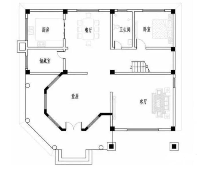 一套带传统房屋的轻钢别墅户型2