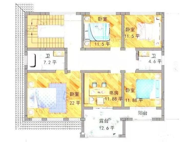 二层轻钢别墅户型设计方案3